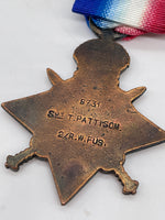 Die Struck Replica World War One 1914 "Mons" Star, Well Known Copy, Sjt Pattison, Royal Welsh Fusiliers