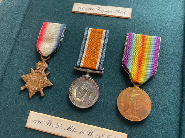 Original World War One Medal Trio, Pte Miller, 25th Battalion Australian Imperial Force, Gallipoli Connection, AWOL then Killed In Action